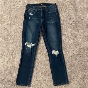 PAIGE Dark Indigo Ripped Skinny Jeans